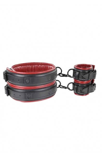 Saffron Thigh and Wrist Cuff Set - Black/red