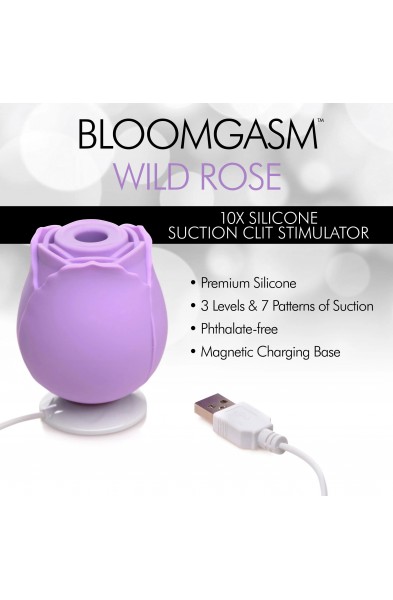 Bloomgasm Wild Rose 10x Suction Clit Stimulator -  Purple