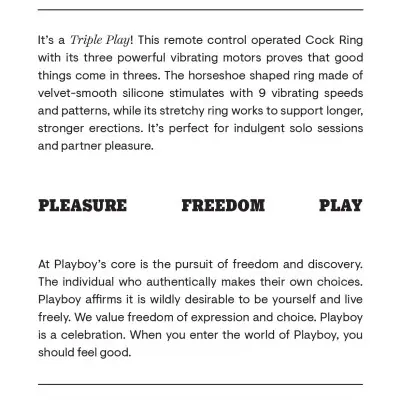 Playboy Pleasure - Triple Play - Cock Ring - Black