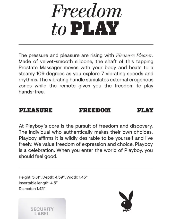 Playboy Pleasure - Pleasure Pleaser - Prostate Massager - Deep Ocean