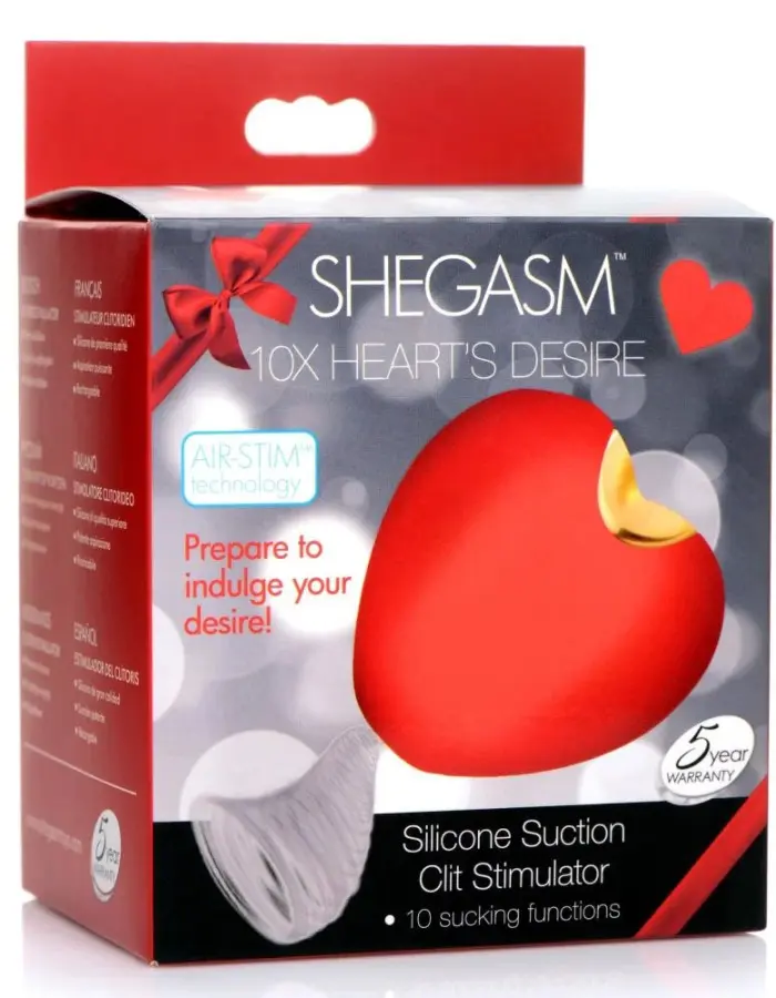 Shegasm 10x Heart Desire Silicone Suction Clit  Stimulator - Red