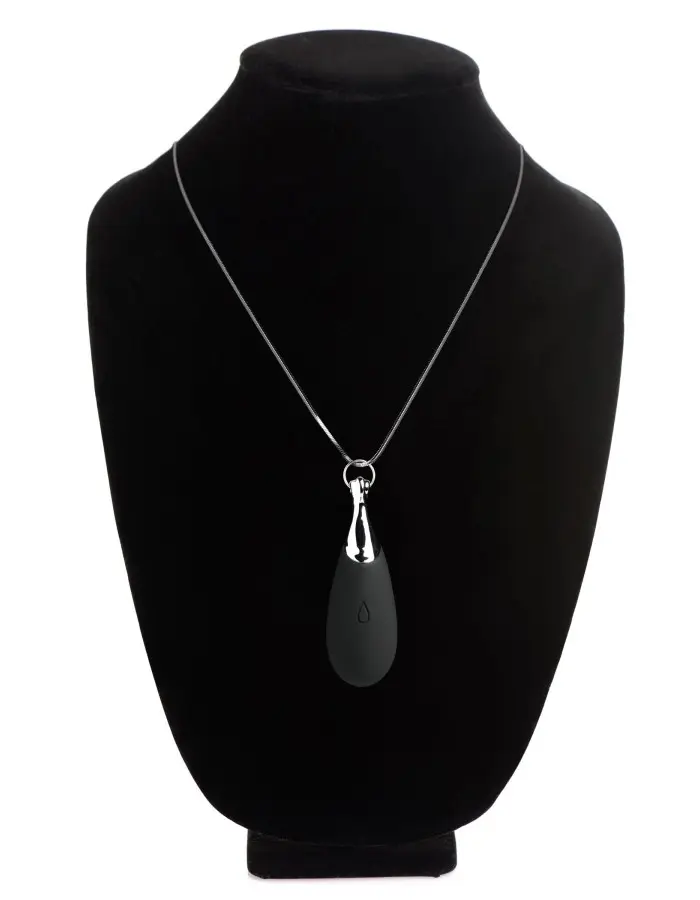 10x Vibrating Silicone Teardrop Necklace - Black