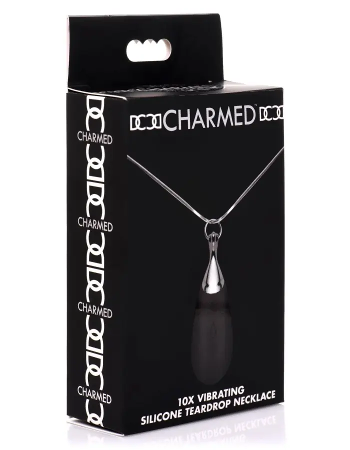 10x Vibrating Silicone Teardrop Necklace - Black