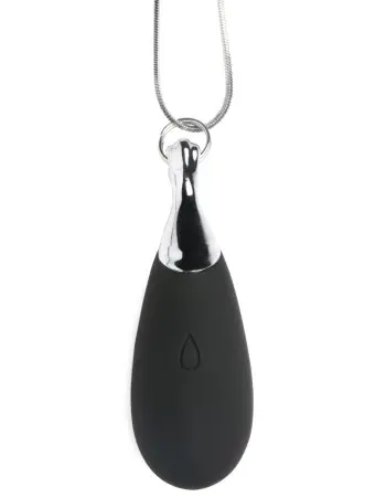 10x Vibrating Silicone Teardrop Necklace - Black