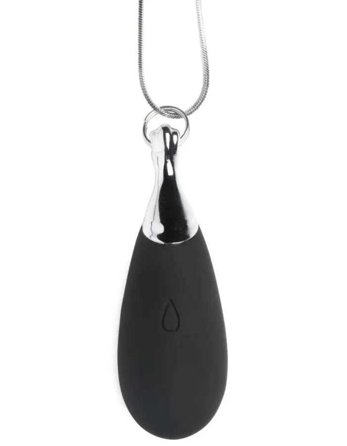 10x Vibrating Silicone Teardrop Necklace - Black