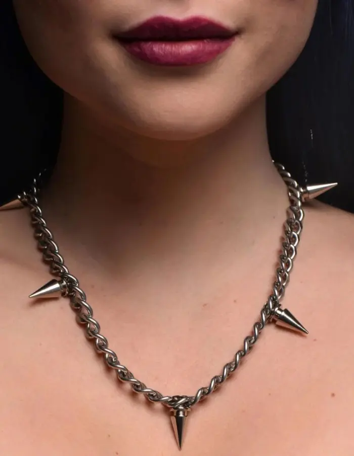 Punk Spiked Necklace Silver