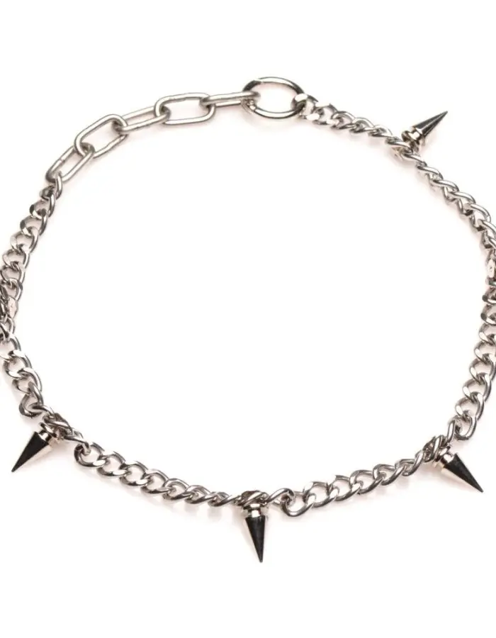 Punk Spiked Necklace Silver