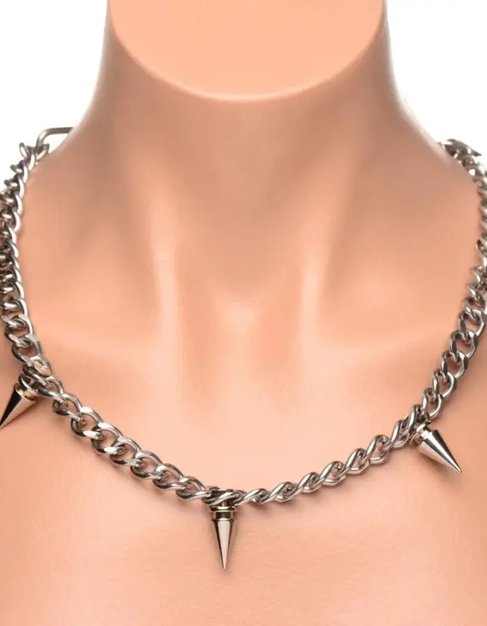 Punk Spiked Necklace Silver