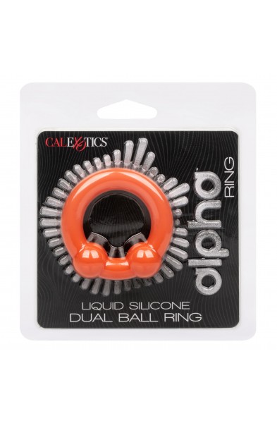 Alpha Liquid Silicone Dual Ball Ring - Orange Orange