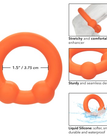 Alpha Liquid Silicone Dual Ball Ring - Orange Orange