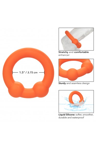 Alpha Liquid Silicone Dual Ball Ring - Orange Orange