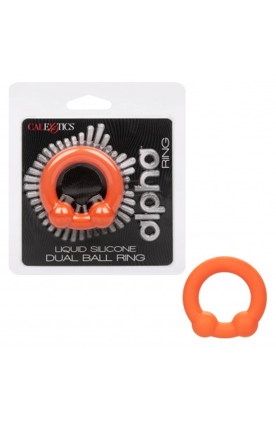 Alpha Liquid Silicone Dual Ball Ring - Orange Orange