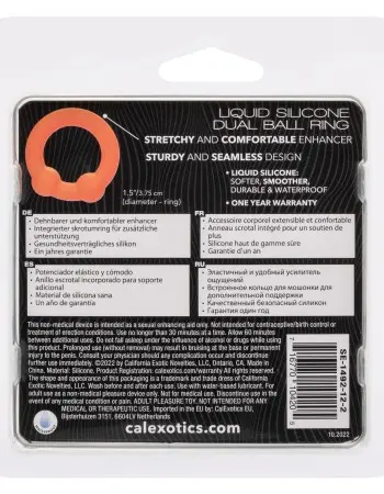 Alpha Liquid Silicone Dual Ball Ring - Orange Orange
