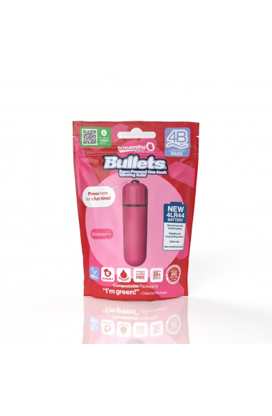 Screaming O 4b - Bullet - Super Powered One Touch  Vibrating Bullet - Strawberry