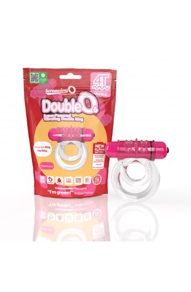 Screaming O 4t - Double O 6 Super Powered   Vibrating Double Ring - Strawberry