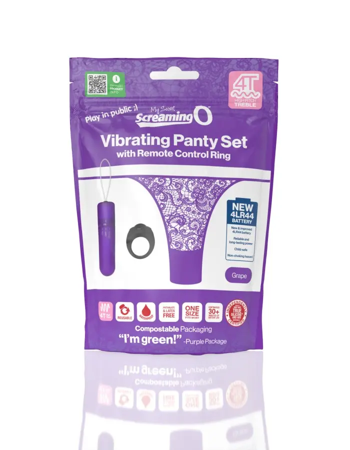 Screaming O 4t - Vibrating Panty Set With Remote Control Ring - Grape