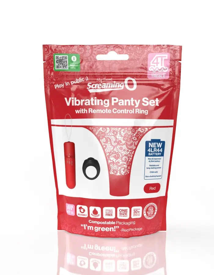 Screaming O 4t - Vibrating Panty Set With Remote Control Ring - Red