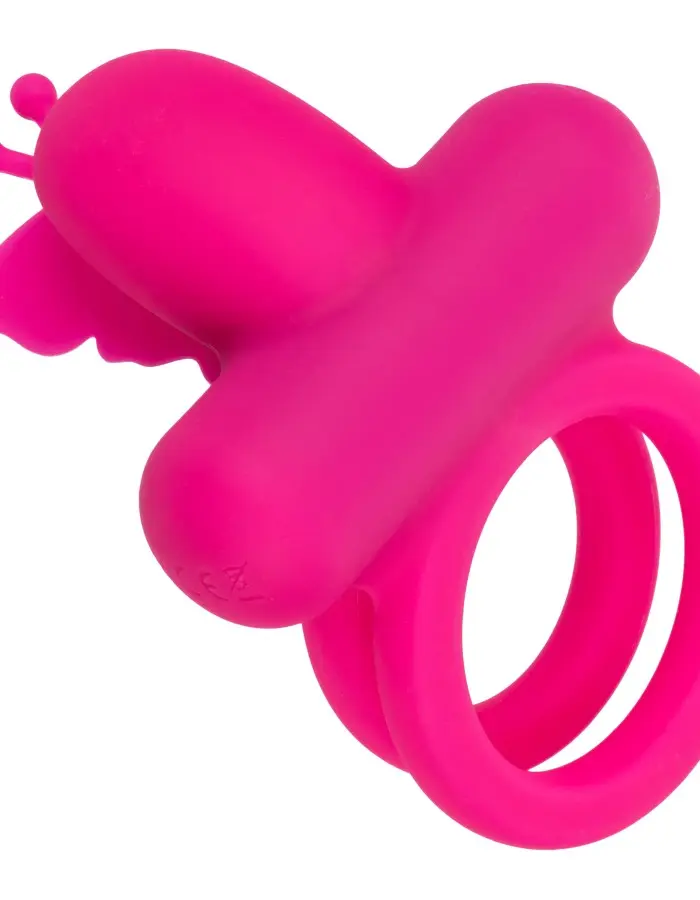 Silicone Rechargeable Dual Butterfly Ring - Pink