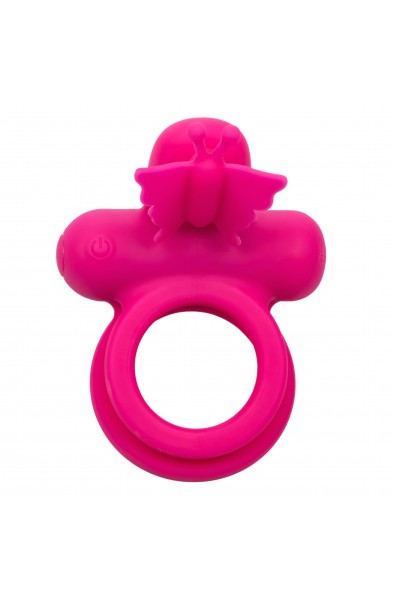 Silicone Rechargeable Dual Butterfly Ring - Pink