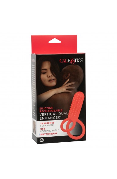 Silicone Rechargeable Vertical Dual Enhancer - Red