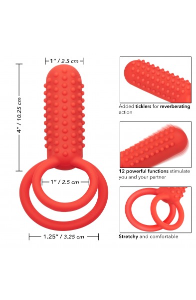 Silicone Rechargeable Vertical Dual Enhancer - Red