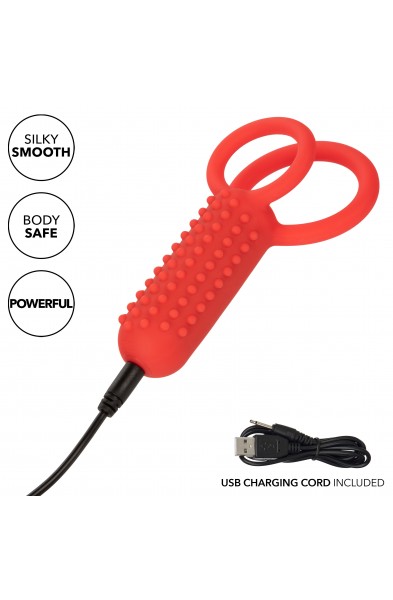 Silicone Rechargeable Vertical Dual Enhancer - Red