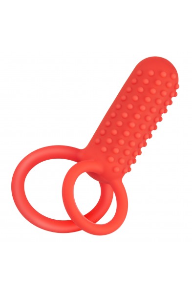 Silicone Rechargeable Vertical Dual Enhancer - Red