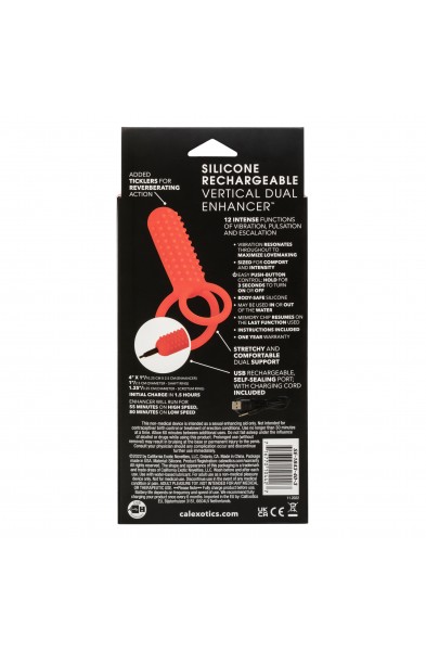 Silicone Rechargeable Vertical Dual Enhancer - Red