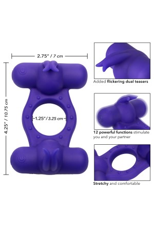 Silicone Rechargeable Triple Orgasm Enhancer -  Purple