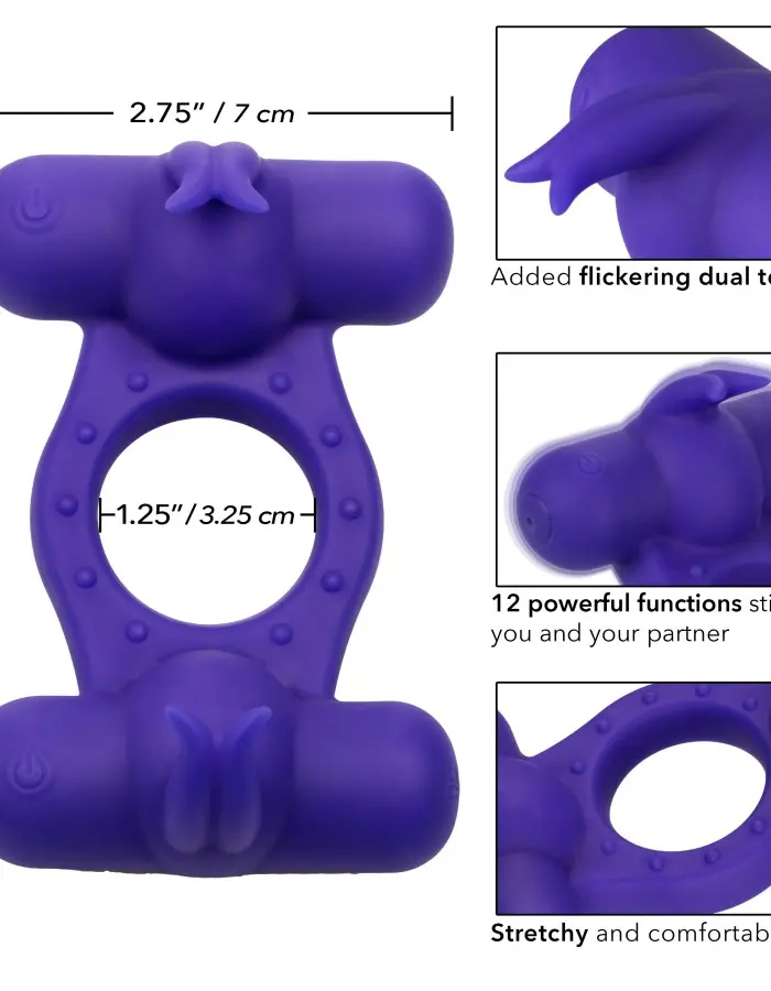 Silicone Rechargeable Triple Orgasm Enhancer - Purple
