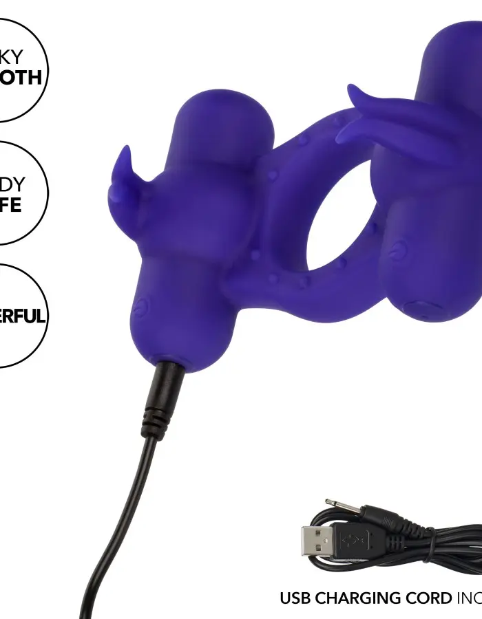 Silicone Rechargeable Triple Orgasm Enhancer - Purple