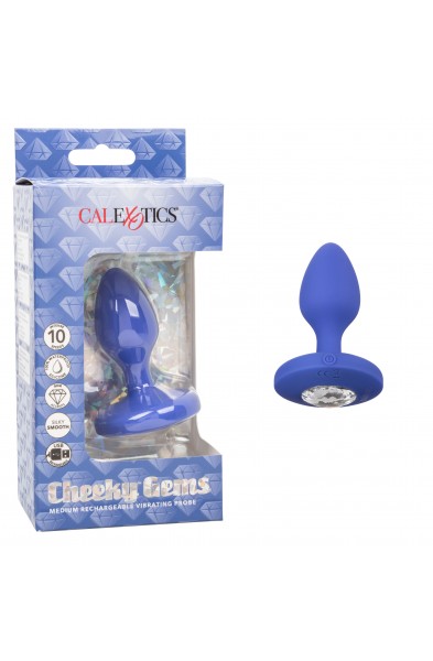 Cheeky Gems - Medium Rechargeable Vibrating Probe  - Blue