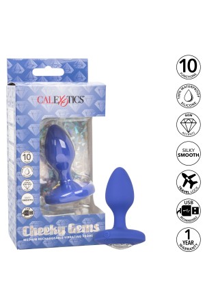 Cheeky Gems - Medium Rechargeable Vibrating Probe  - Blue