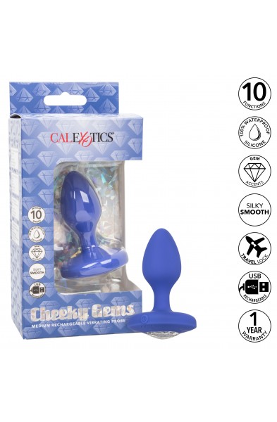 Cheeky Gems - Medium Rechargeable Vibrating Probe  - Blue