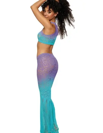 Seamless Bralette and Long Skirt - One Size - Wisteria/ocean