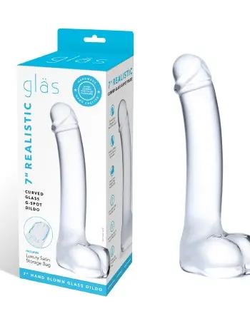 7 Inch Realistic Curved Glass G-Spot Dildo - Clear