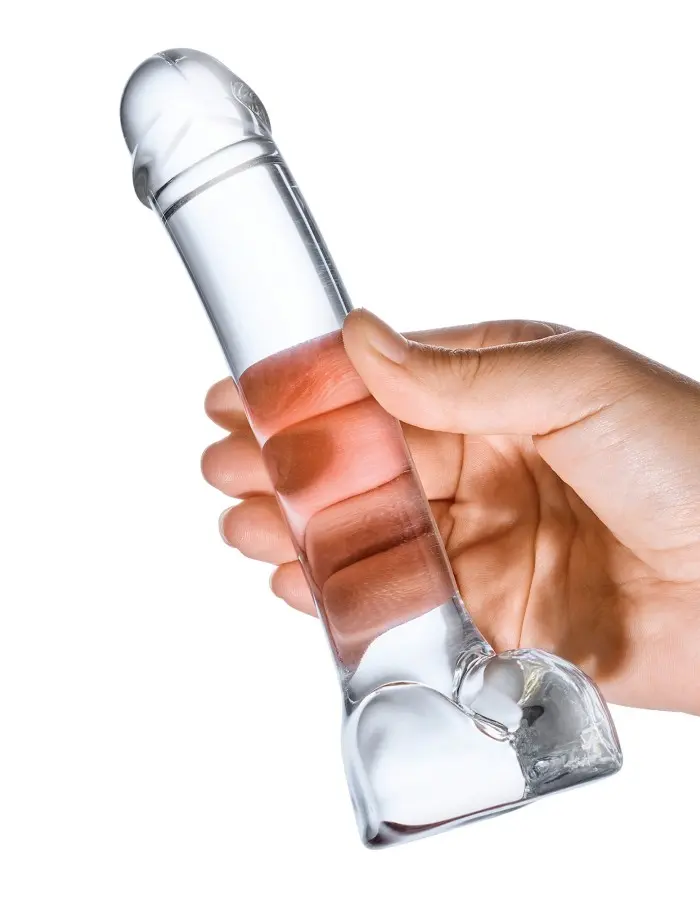 7 Inch Realistic Curved Glass G-Spot Dildo - Clear