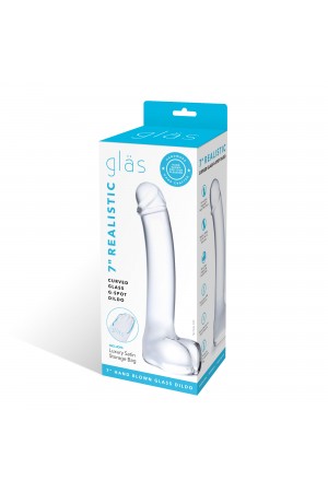 7 Inch Realistic Curved Glass G-Spot Dildo - Clear