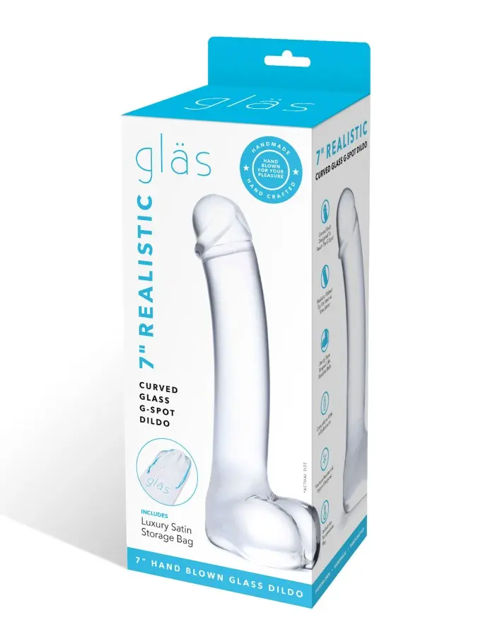 7 Inch Realistic Curved Glass G-Spot Dildo - Clear