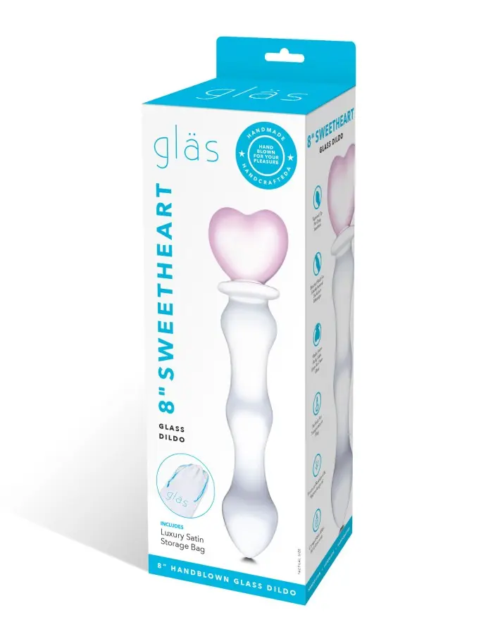 8 Inch Sweetheart Glass Dildo - Pink/clear