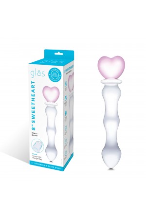 8 Inch Sweetheart Glass Dildo - Pink/clear