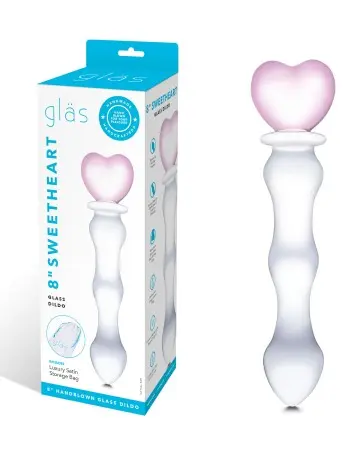8 Inch Sweetheart Glass Dildo - Pink/clear