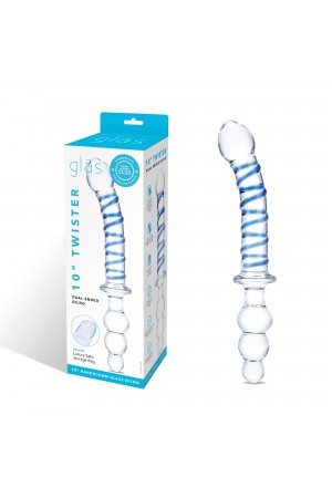 10 Inch Twister Dual-Ended Dildo - Clear/blue