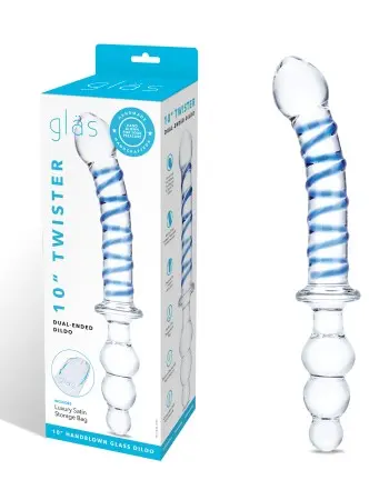 10 Inch Twister Dual-Ended Dildo - Clear/blue