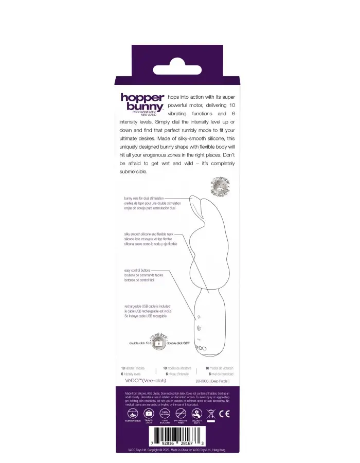 Hopper Bunny Rechargeable Mini Wand - Deep Purple