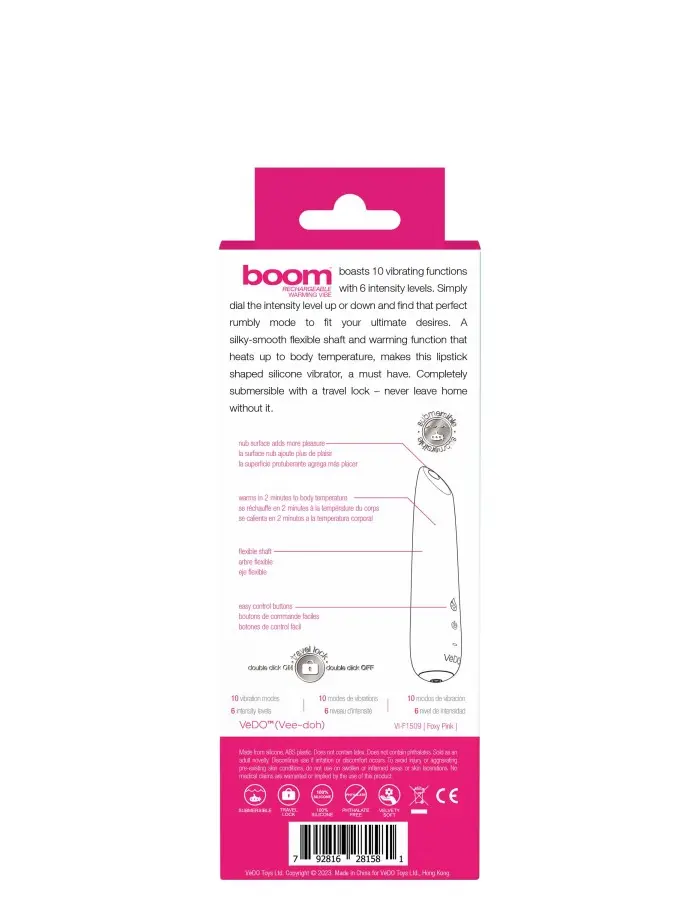 Boom Rechargeable Warming Vibe - Foxy Pink