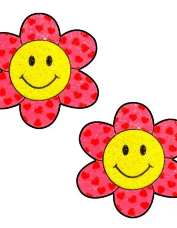 Freaking Awesome Smiley Flower Power Glitter  Nipple Cover Pasties