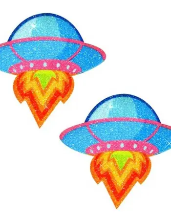 Freaking Awesome Blue Ufo Glitter Nipple Cover Pasties