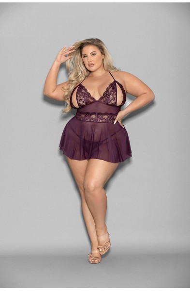 Shorty Babydoll - Queen Size - Plum