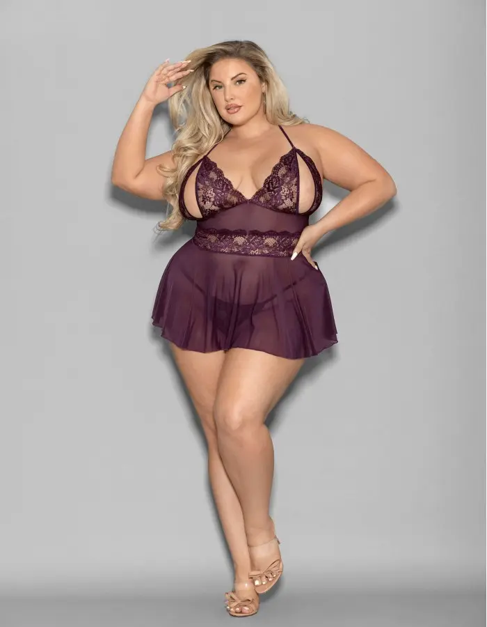 Shorty Babydoll - Queen Size - Plum